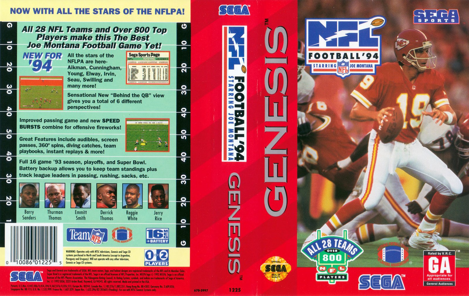 Ficha Técnica de NFL Football '94 Starring Joe Montana para Sega Mega